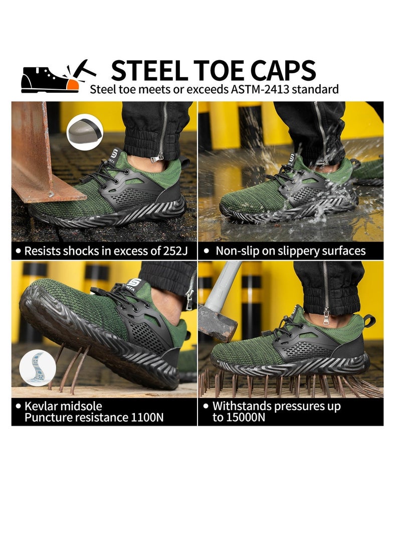 SLIMTA Men Women Safety Shoes Non-Slip Steel Toe Cap Trainers Mesh Breathable Lightweight Comfortable Puncture Proof Industrial Shoes - Image 3